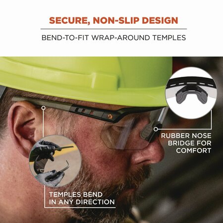 Ergodyne Skullerz AEGIR Safety Glasses, Matte Black Nylon Impact Frame, Indoor/Outdoor Polycarbonate Lens 55003